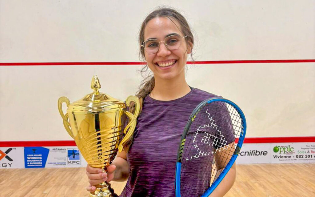 No. 2 seed and leading South African Helena Hudson (pictured after winning 2026 Northerns Squash Closed champs) is through to the Women's Assore Tour #3 quarter-finals after her first round win over Jasmaine Rust, at the Parkview Squash Centre in Johannesburg on Wednesday, 20 May 2026. Photo: Northerns Squash
