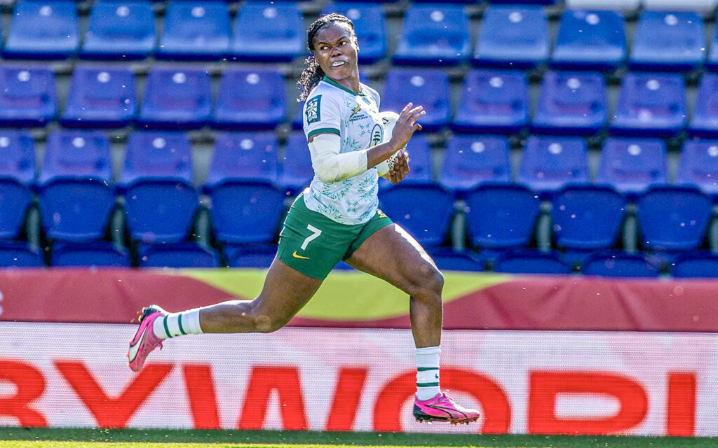 Maria Tshiremba was the first to dot down for the Springbok Women on a trying Day 1 at the HSBC SVNS World Championship at Estadio José Zorrilla in Valladolid, Spain on Friday, 29 May, 2026. Photo: Gallo Images / SA Rugby