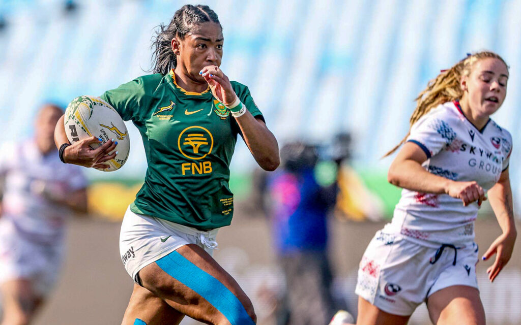 Alichia Arries rounded three defenders for a brilliant solo score in the first half, but the Springbok Women fell 26-19 to the USA Women in the second Test as the visitors levelled the two-Test series, at Loftus Versfeld in Pretoria on Saturday, 11 July 2026 Photo: Gallo Images / SA Rugby