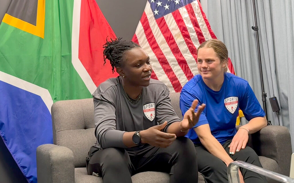 USA Eagles stars Emily Henrich and Cheta Emba are in South Africa as Sports Envoys, leading coaching clinics and community engagements in Johannesburg following the drawn two-Test series against the Springbok Women. All Photos: Supplied