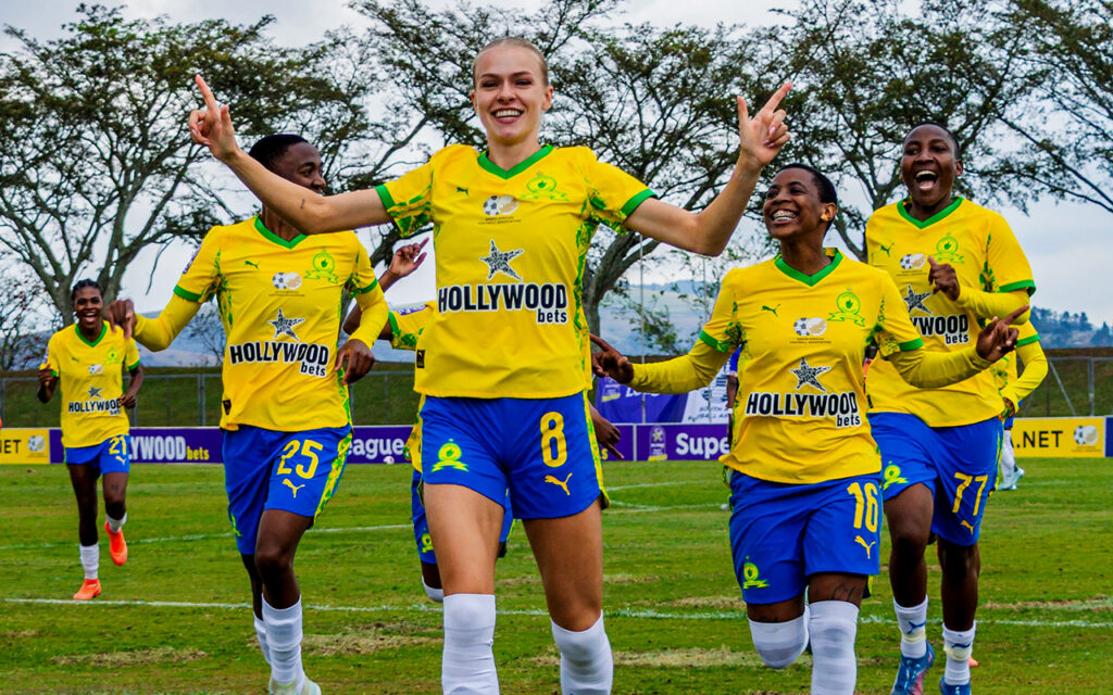Isabella Ludwig opened the scoring inside the first minute as Mamelodi Sundowns Ladies beat TS Galaxy Queens 2-0 in their Hollywoodbets Super League Matchweek 5 finale at the Mpumalanga Stadium in Hammarsdale on Sunday, 12 July 2026. Photo: Mamelodi Sundowns Ladies