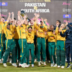 The SA U19 Women lifted the series trophy after clinching their maiden Youth T20I series against Pakistan 3-2, sealing the rain-affected decider by 17 runs on the DLS method to crown their first-ever tour of the country at the National Bank Stadium in Karachi, Pakistan on Friday, 24 July 2026. All Photos: The PCB