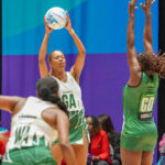 Proteas Women Goal Attack Kamogelo Maseko gauges the prospects of a shot on goal as South Africa beat Malawi comfortably to kick off their Commonwealth Games Pool A round with confidence at the OVO Hydro in Glasgow, Scotland on Saturday, 25 July 2026. Photo: Team SA