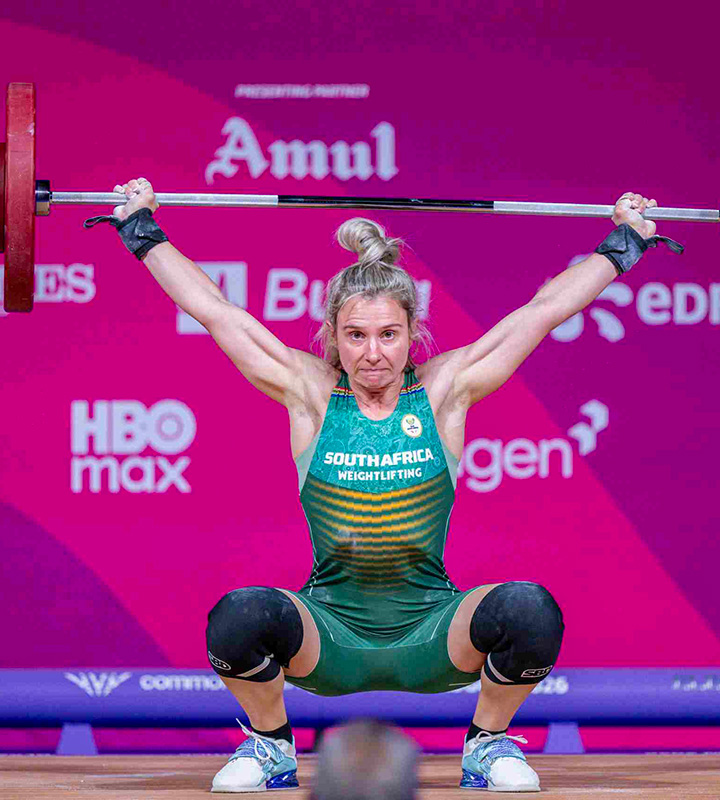 Johanni Taljaard finished fourth in the women's 53kg weightlifting at Glasgow 2026 in Monday’s action.