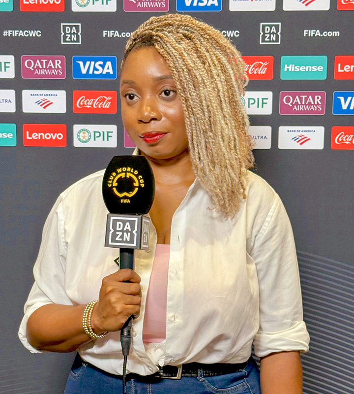 Equal pay runs through Anthony's work, from her years of advocacy for the Super Falcons to the Locker Room Bonus at PawaTech.