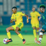 Thembi Kgatlana opened the scoring for Sasol Banyana Banyana in the 56th minute of their 2-1 win over Nigeria at the Moulay Rachid Stadium in Casablanca, Morocco, on Thursday, 13 August 2026, a fourth goal of the tournament that set South Africa on their way to the intercontinental play-offs for the 2027 FIFA Women's World Cup. Photo: SAFA