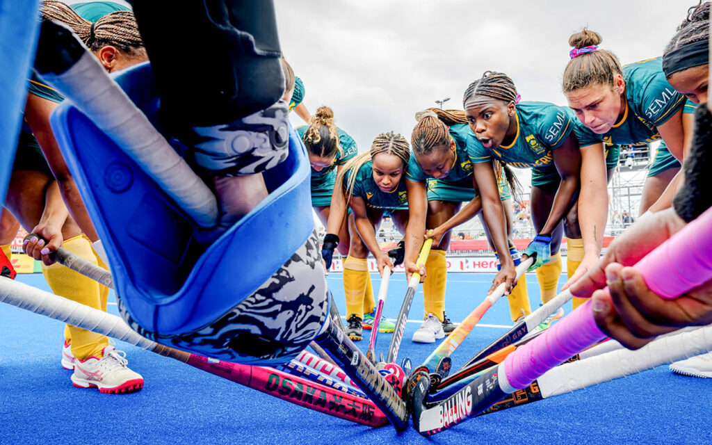 South Africa in action during their FIH Hockey World Cup 2026 Pool D match against India at the Wagener Hockey Stadium in Amstelveen, Netherlands, 18 August 2026. All Photos: FIH / World Sport Pics