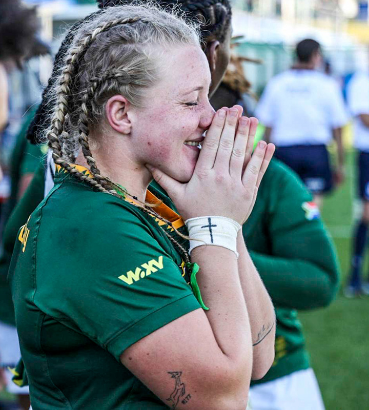 Anushka Groenewald scores her first two Test tries in Pordenone, both driven over from close range off the Springbok Women rolling maul.