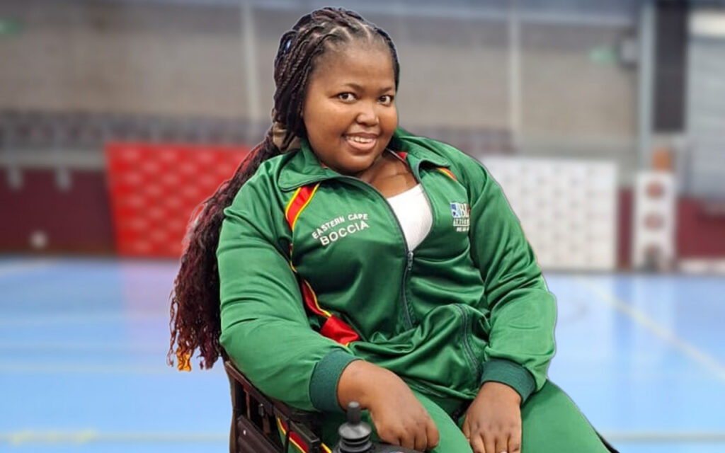 Eight-time Eastern Cape boccia representative Nolufefe Mgoqi continues to inspire on and off the court. The Coega Steels receptionist, who has used a wheelchair since the age of 10, is closing in on a ninth provincial cap in the precision sport. All Photos: Supplied