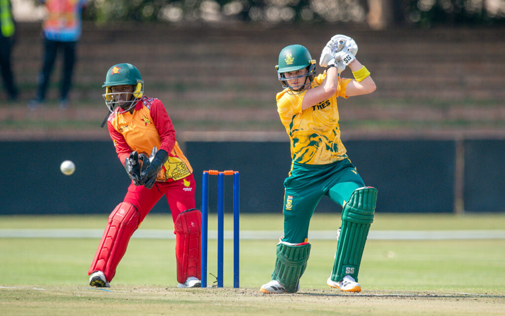 Laura Wolvaardt struck an unbeaten 126 from 62 balls, the highest individual T20 International score by a South African woman, before Annerie Dercksen claimed a maiden five-wicket haul with figures of five for 15, as the Proteas Women completed an 80-run victory in the third T20 International to take an unassailable 3-0 lead in the five-match series against Zimbabwe, at the Queens Sports Club in Bulawayo, Zimbabwe on Tuesday, 15 September 2026. All Photos: Zimbabwe Cricket
