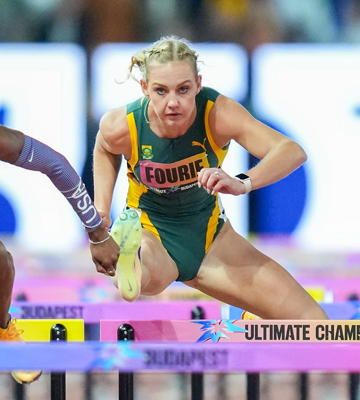 Marione Fourie at the inaugural World Athletics Ultimate Championship, which sold out all three sessions and reached more than 170 countries. Photo: Nic Bothma