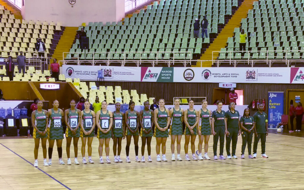 The Spar Proteas opened their 2026 Africa Netball Cup title defence with a 90-22 Pool 1 victory over Tanzania, wearing black armbands in remembrance of victims of gender-based violence and femicide, with Luca Keun and Tinita van Dyk earning their first senior caps, at the Moi International Sports Centre, Kasarani in Nairobi, Kenya, on Saturday, 19 September 2026. All Photo: Netball South Africa