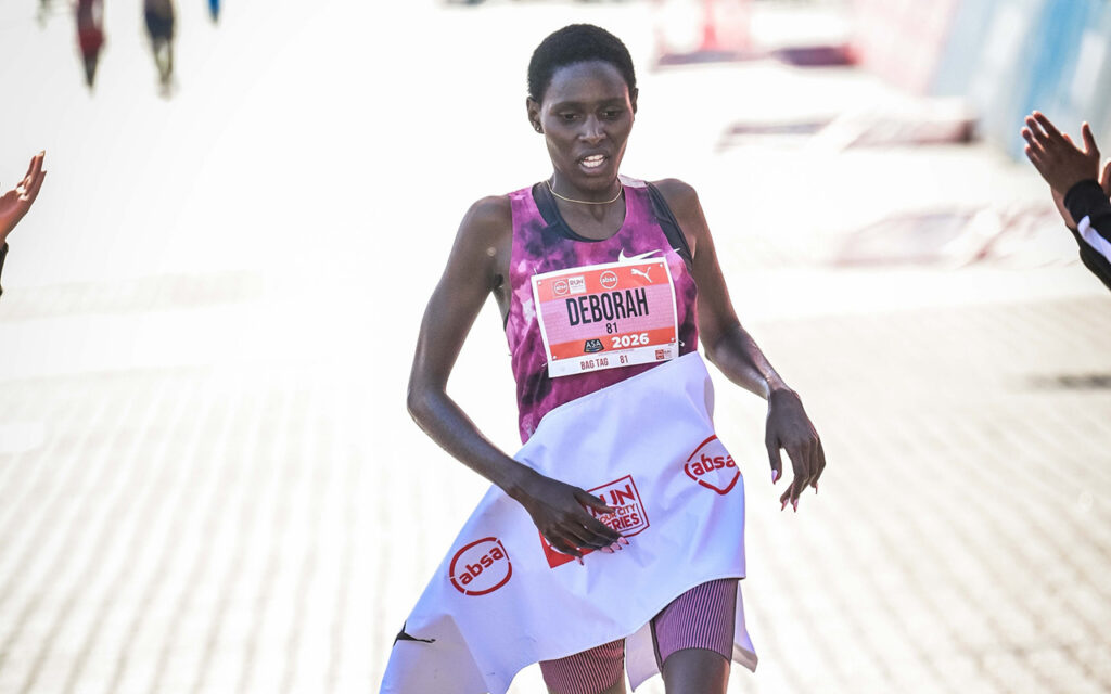Kenya's Deborah Chemutai won the women's elite race at the Absa Run Your City Joburg 10K in 32:50 to claim her first Absa Run Your City Series title, leading compatriots Mercy Jelimo and Esther Borura in a Kenyan podium sweep while Karabo Mailula finished as the first South African home in sixth place, at Mary Fitzgerald Square in Johannesburg on Thursday, 24 September 2026. Photo: Deon van der Merwe
