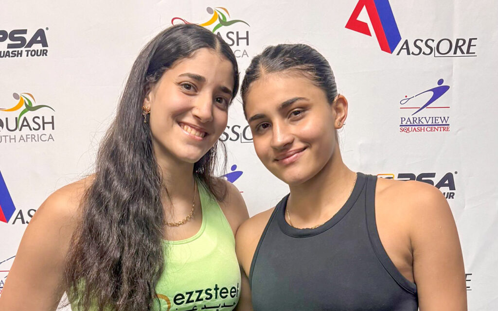 Egyptian second seed Menna Walid (left) claimed the biggest title of her career at the 2026 Assore Classic, holding off a spirited fightback from compatriot Sohayla Hussein to win the women's final 3-2 in 71 minutes. Walid surrendered a two-game lead before edging a tense decider 11-8, sealing victory with a cross-court winner at the Parkview Squash Centre in Johannesburg on Sunday, 27 September 2026. All Photos: Palesa Lehloka/Parview Squash