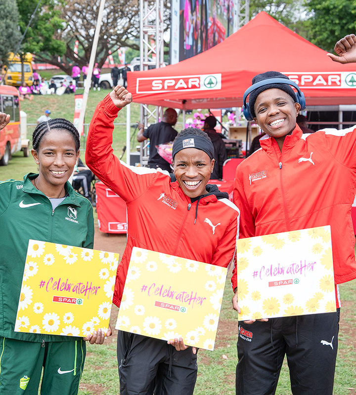 Karabo More (right) finished second in in the Jozi 10km Challenge, her second consecutive runner-up place on the Spar Grand Prix circuit.