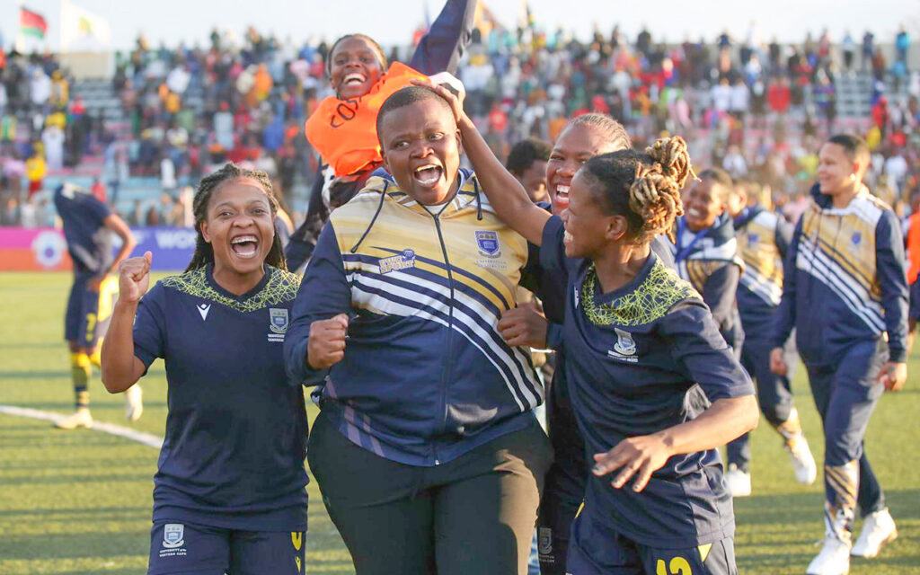 Thinasonke Mbuli, part of the technical team behind Banyana Banyana's 2022 WAFCON title and head coach of University of the Western Cape Ladies, joins five of her young UWC players in the national camp as assistant to Desiree Ellis for the 2028 Olympic qualifiers, at the Free State Stadium in Bloemfontein on Friday, 9 October 2026. All Photos: SAFA
