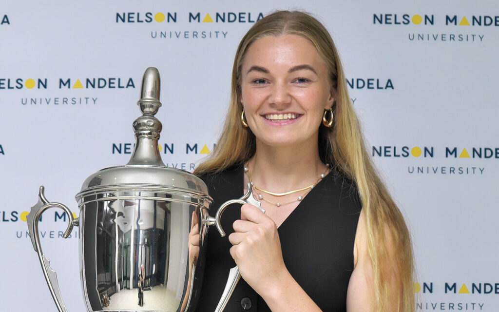 Madibaz defender Juanita van Tonder completed a rare double at Varsity Netball 2026, voted Player of the Tournament by fans and coaches and Players' Player of the Year by her fellow competitors, recognition she says reflects everyone who has invested in her journey, at the Mafikeng Great Hall in Mahikeng on Monday, 28 September 2026. All Photos: Varsity Sport